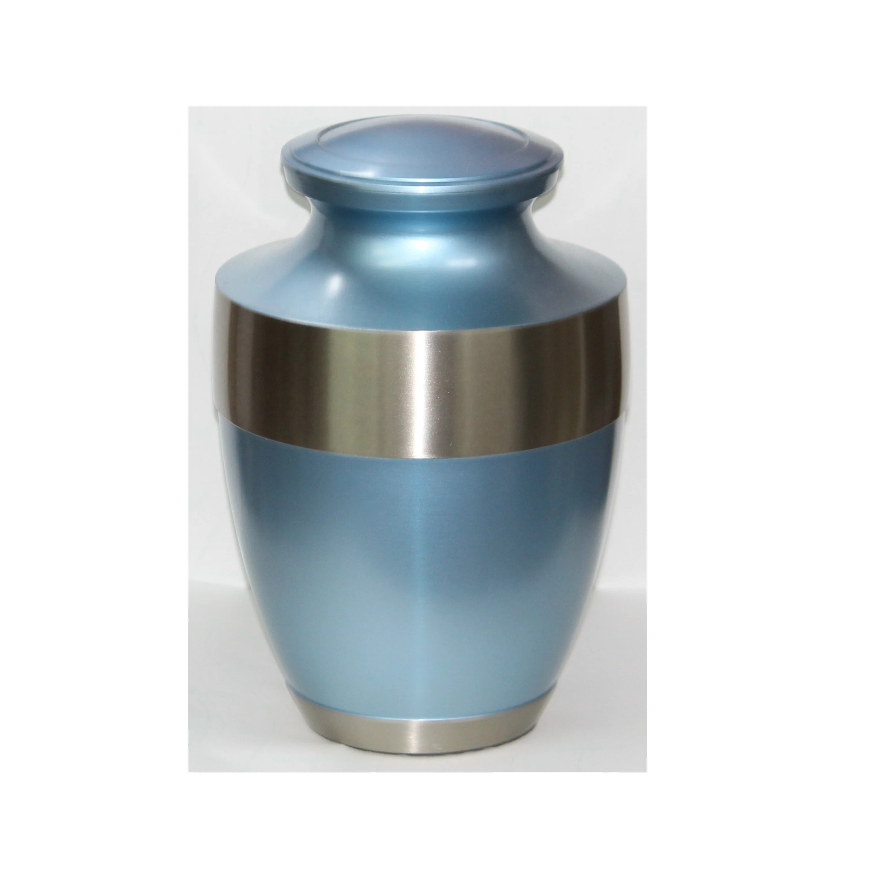 Lovely Blue with pewter band brass cremation urn for human ashes in cheap price Direct from manufacture