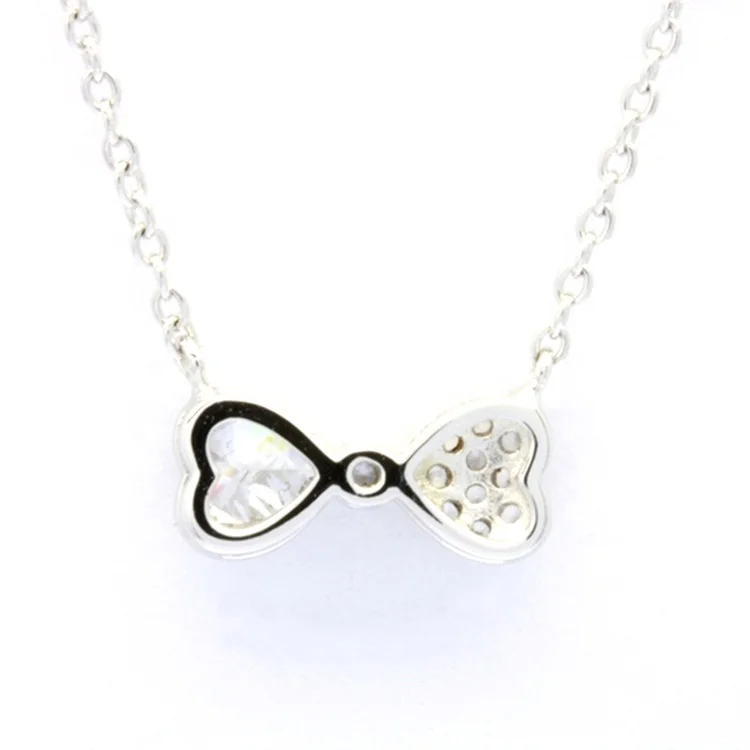 Custom Made Wholesalers Trendy Ribbon Necklace Rhodium Plated sterling silver cute fashion jewelry jewelry sets