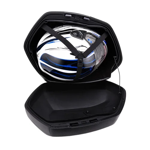 PP Side Box With LED Light Mat Black Cover Red Ref With Handle Bar Brackrest Tail box Reflecting Sheet Motorcycle Rear Box