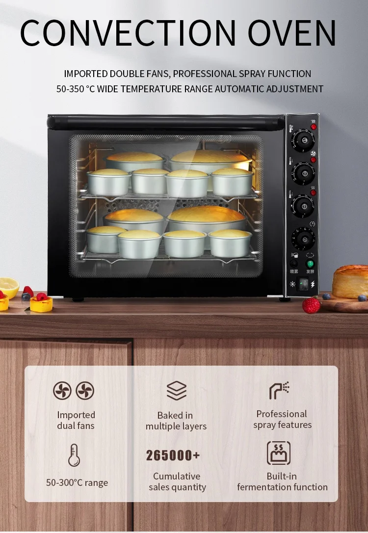 Stainless Steel Electric Convection Oven With Steam Commerical Hot Air Pizza Baking Oven
