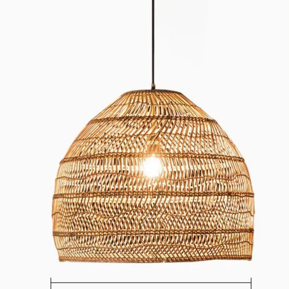 Handmade Modern Boho Rattan Bamboo Lampshade Eco-Friendly Option Antique Floor Lamps Ceiling Lights Japanese Chinese Linear