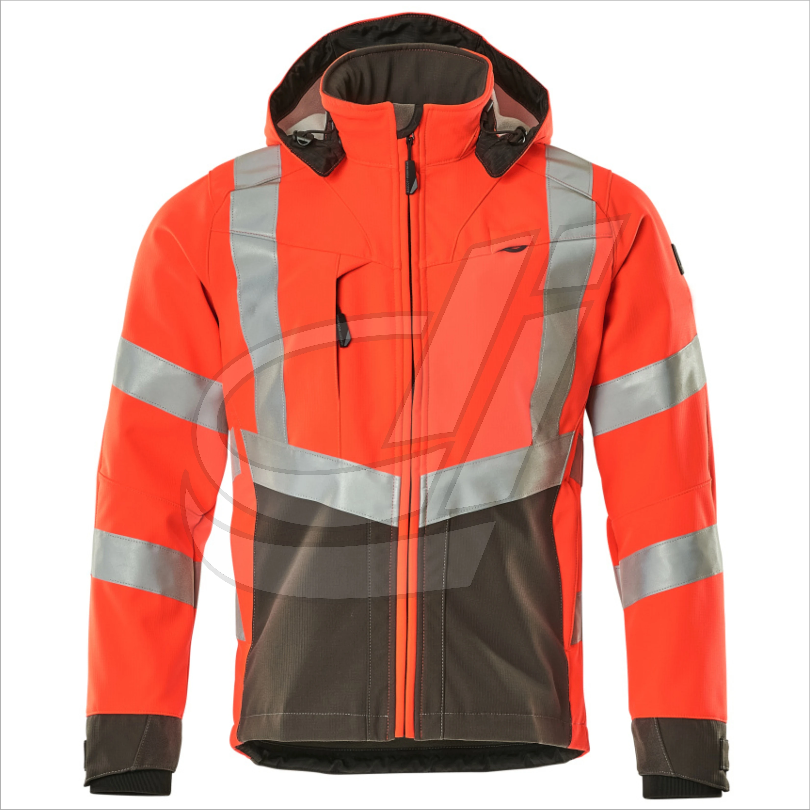 Yellow safety workwear softshell jacket