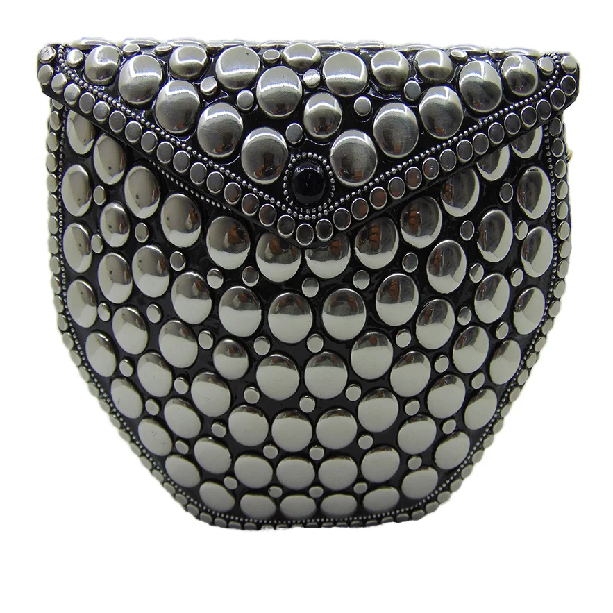 wedding luxury clutch purses Metal Hexagonal Round Metal stud clutch party bag Wholesale Manufacturer Purse