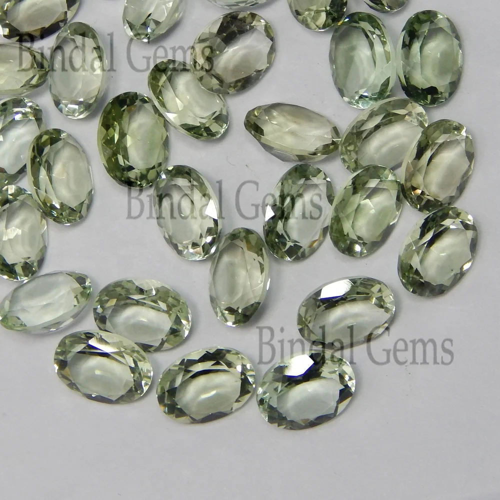 High Quality Certified Natural Green Amethyst 8x10mm Oval Normal Cut Loose Gemstone for Jewelry Making