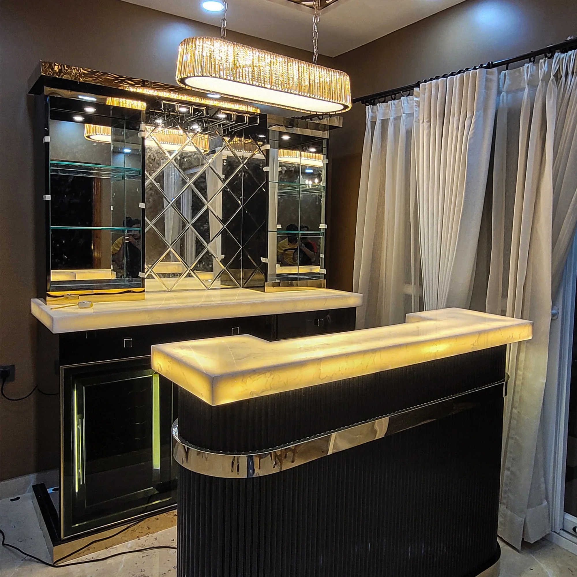 Modern Luxury Custom Bar Cabinets Customized Bar Cabinet Selling In Best Quality Fully Customisable Heavy Wood Dining Room Table