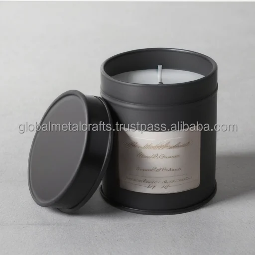 Wholesale custom 10 oz 12 oz luxury scented deep empty round matte black candle tins containers for soy wax candle manufacturing