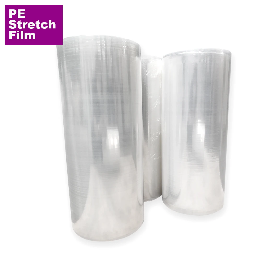 17 Micron 500mm Transparent Filler Masterbatch Granules Stretch Film Power wrapping polyethylene stretch wrap film jumbo roll
