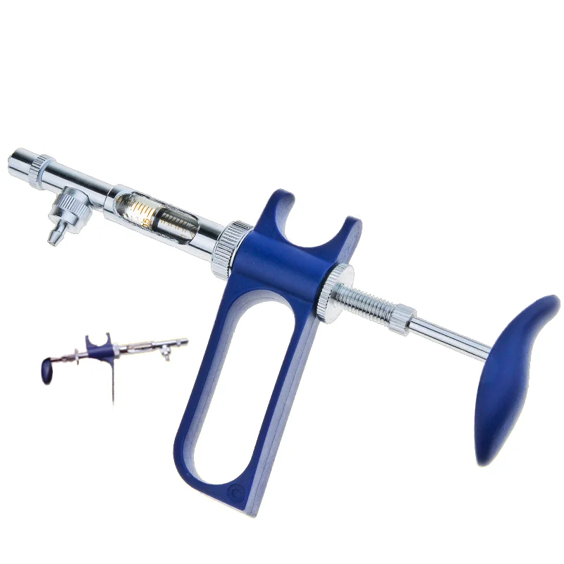 Self-Refilling 1ml Glass Syringe Retractable Veterinary Instrument for Animal Vaccines Plastic Material Automatic