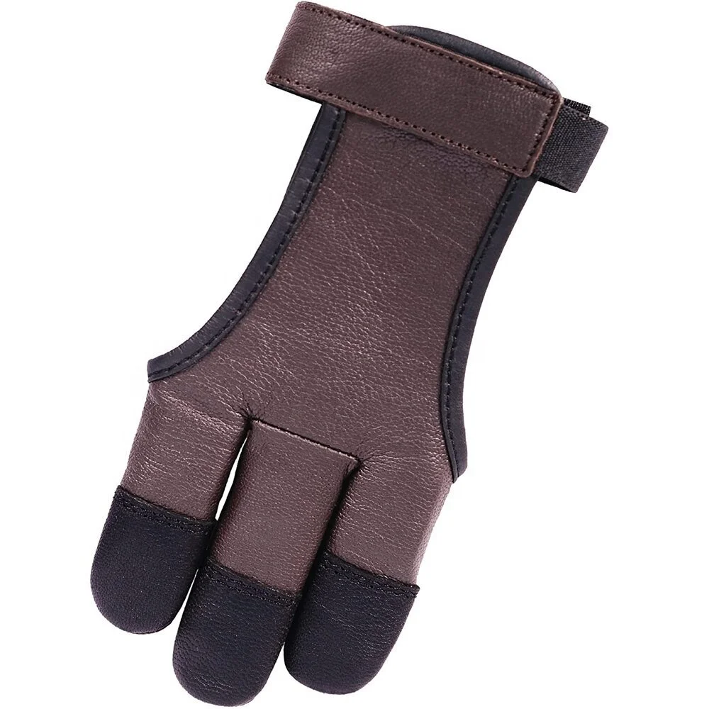 custom wholesale Archery Max archery 3 4 four finger leather protective shooting gloves for left and right hand archer