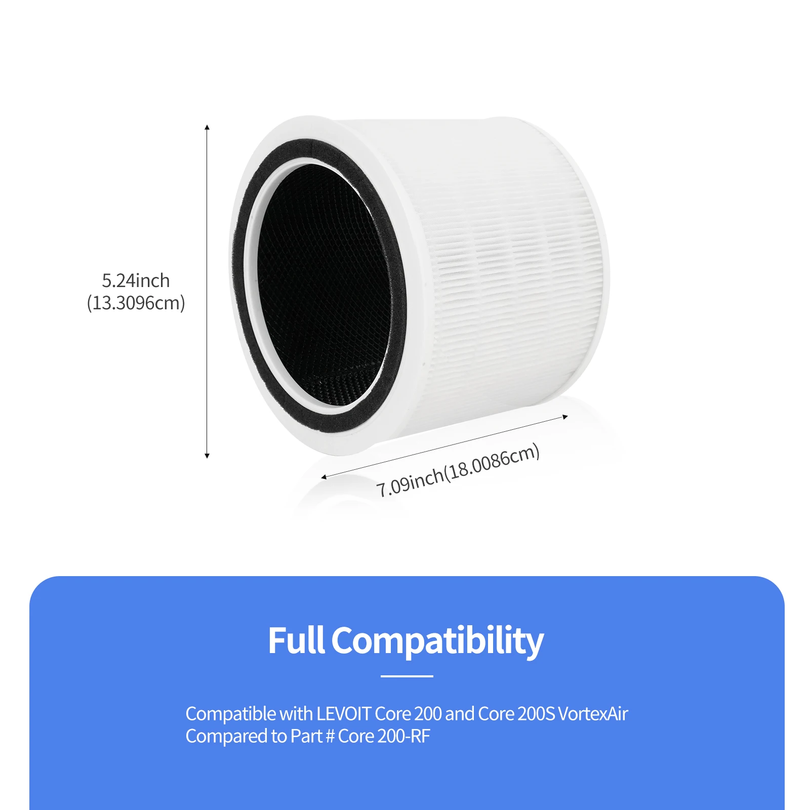 3-in-1 True HEPA With Activated Carbon Filter 200S H13 True HEPA Replacement Filter for LEVOIT Core 200S