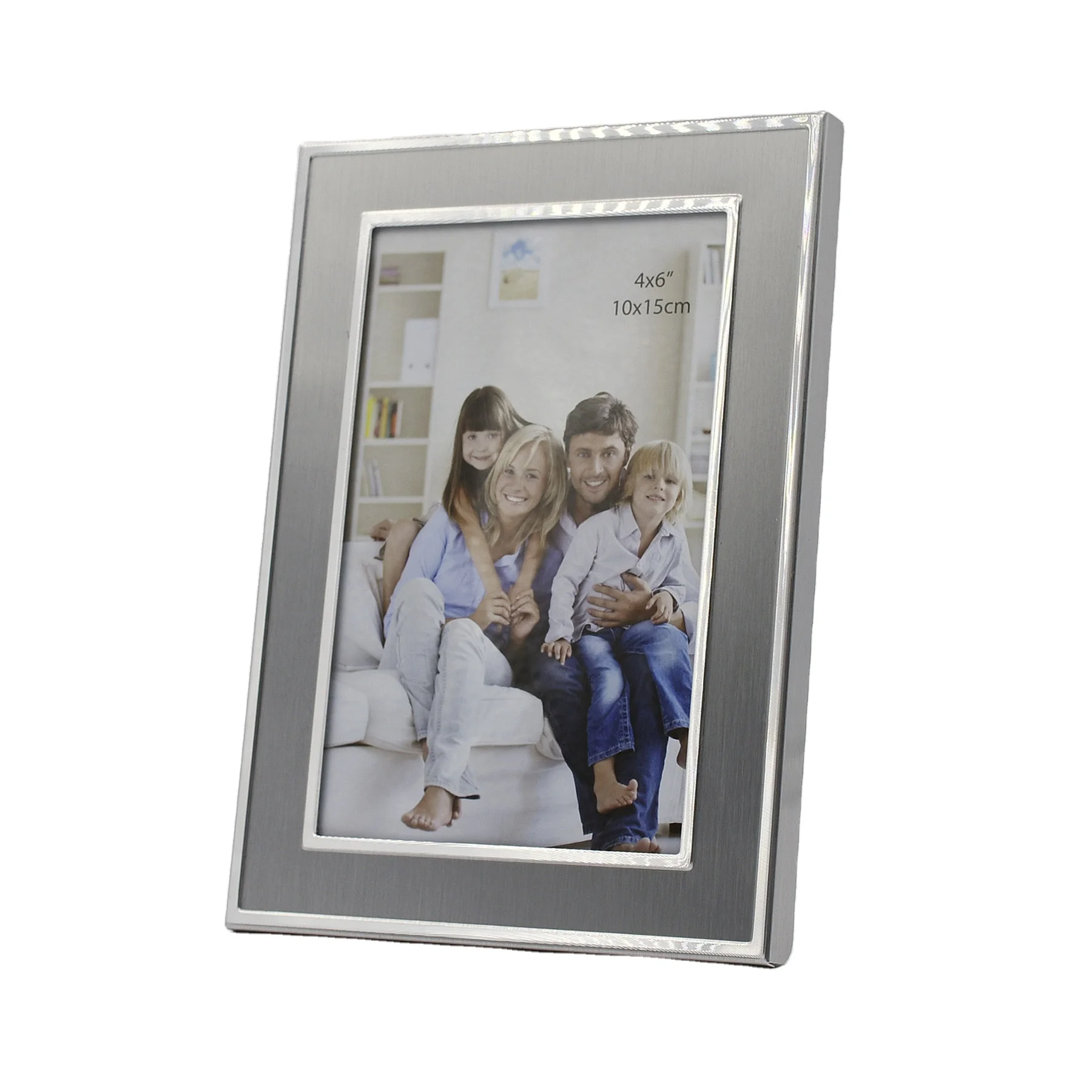 Modern Rectangular Photo Big Display Wholesales GM Home Decor 8R Silver Aluminium Material Metal Textured Frame