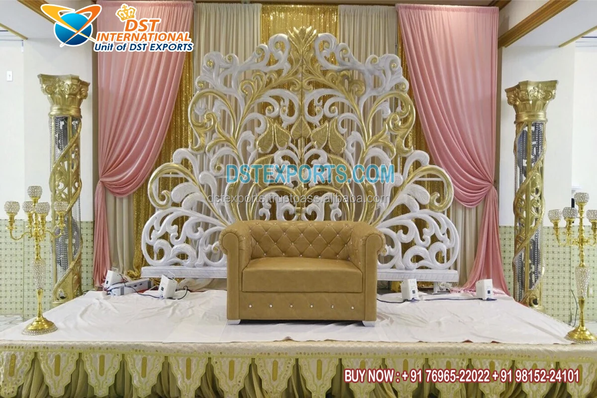 Rajwadi Style Wedding Stage Frames Decoration Traditional Royal Look Wedding Stage Backdrop Frame Indian Wedding FRP Frames Deco