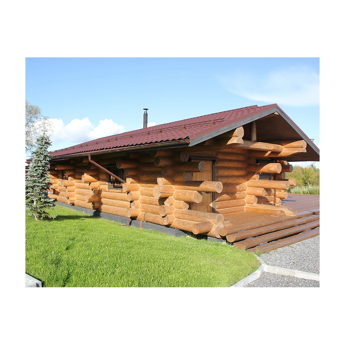 Custom-built Solid Wood Sauna House with Stove 75 sq. m Natural Wooden Log Bath House Kit for Building