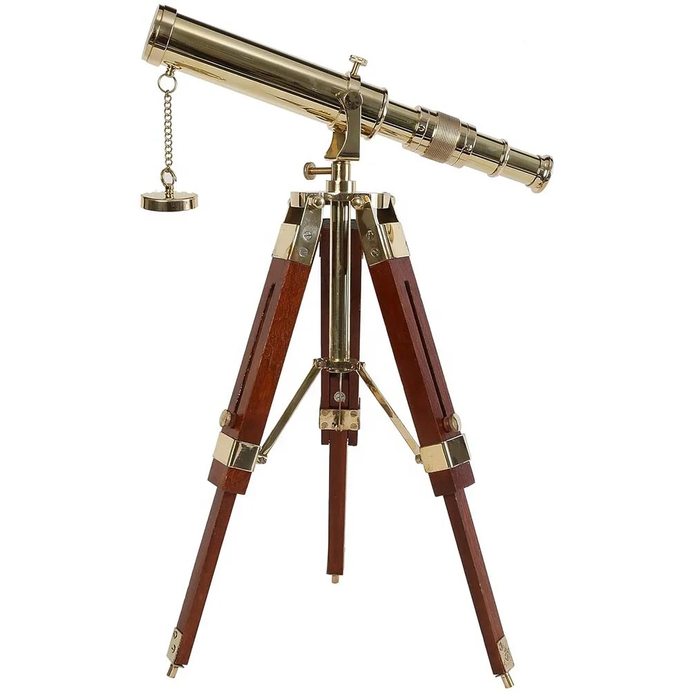 Nautical Brass Working Telescope with Wooden Tripod Double Barrel Spyglass Telescope Vintage Matime Steampunk Present