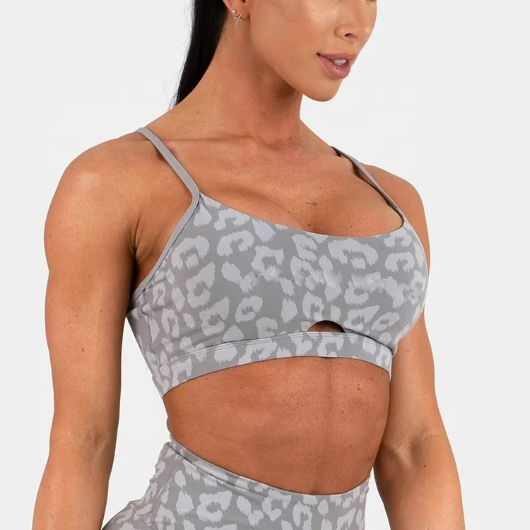 Punchin sports Custom Print Fully Lined Cross Over Adjustable Back Straps Gym Sports Top Bra For Women