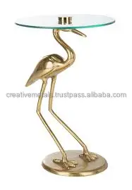 Золотистый боковой столик с тремя Фламинго со стеклом новый дизайн мебель для гостиной круглый роскошный современный металлический