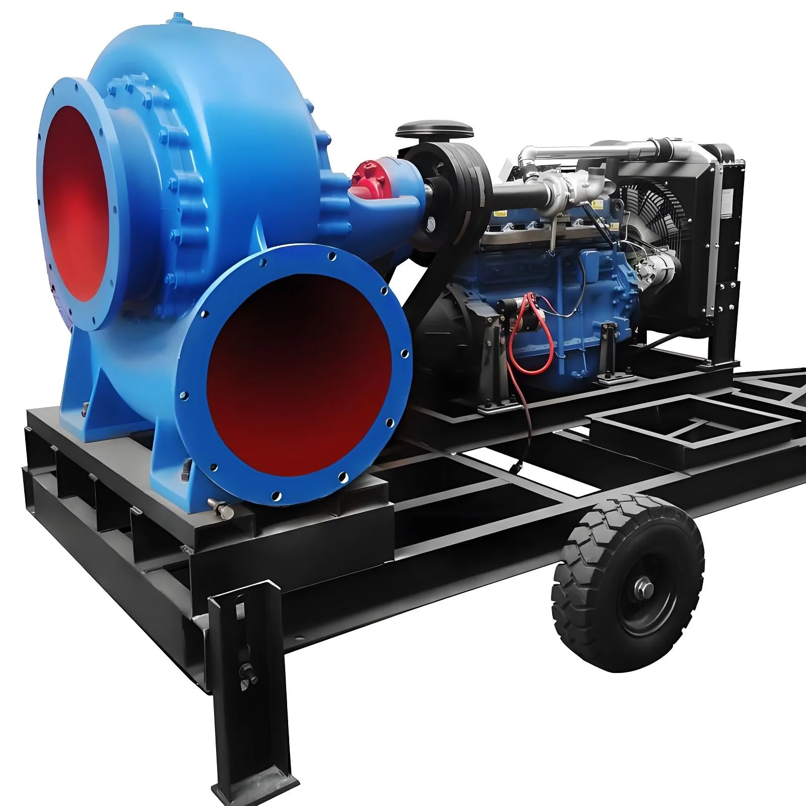 Vehicle mounted flood control and emergency pump, diesel powered high flow drainage pump
