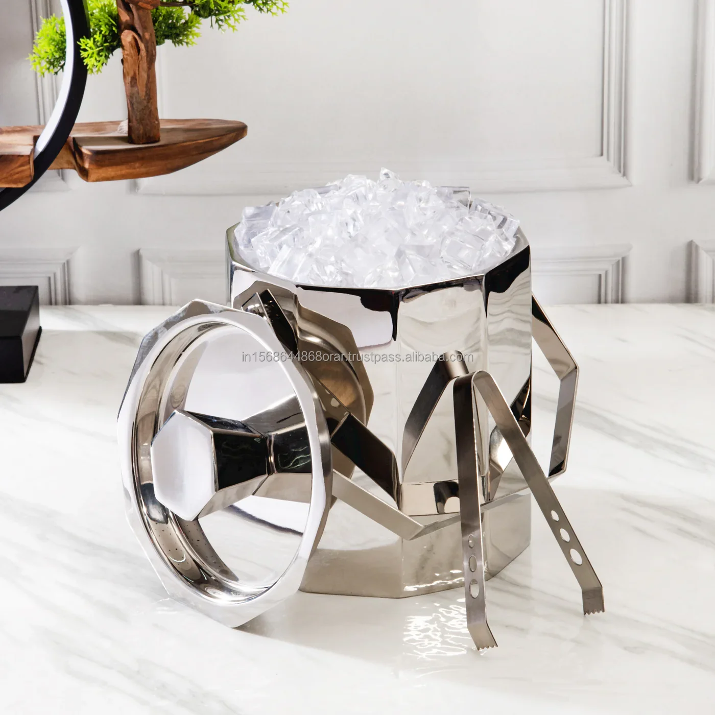 Exclusive Hexagonal Stainless steel ice bucket highly mirror polished for party occasions & beverages champagne cocktails gifts