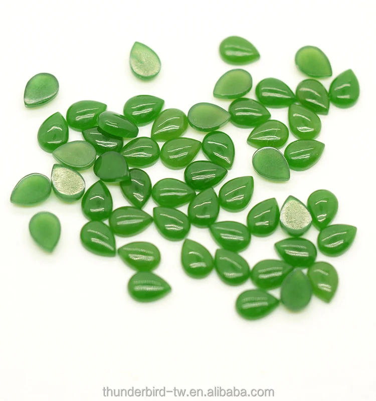 Factory wholesale DIY Loose Gemstone high quality A grade 5x7mm tear drop natural green nephrite jade cabochon