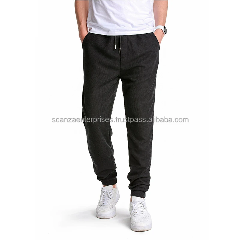 Men Custom Logo Waffle Jogger Pants Men Comfortable Breathable Track Pants