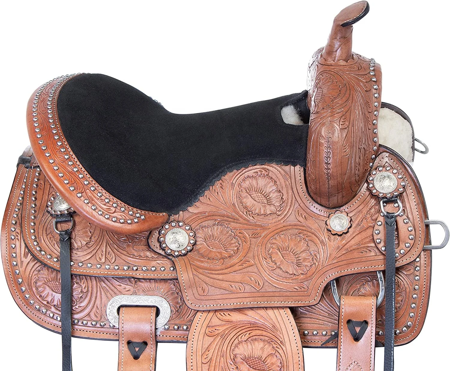 Premium Quality Western leather Horse Saddle With Matching Horse Tack Set Genuine Leather Barrel Saddle English Racing Saddle