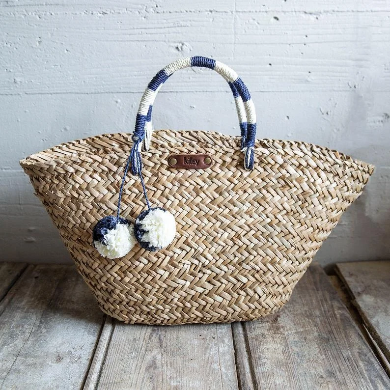 Natural Vietnam Bamboo Rattan Straw Seagrass Water Hyacinth  Handbag For Woman And Girl For Summer Beach Trips And Outings