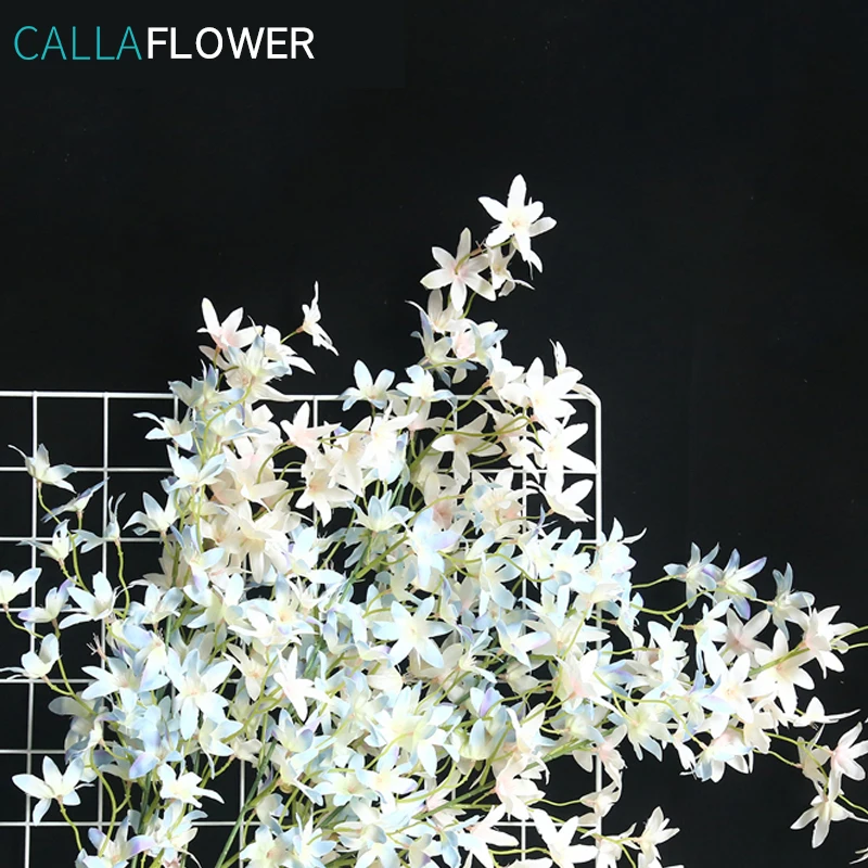 MW06732 Hot Sale Artificial Flower White Fabric Dancing Orchid For Bridal Bouquet