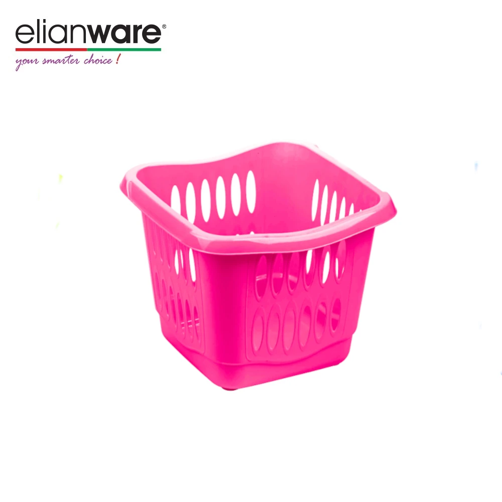 Elianware High Quality Large Loading Amount Plastic Square Size Shopping Storage Basket with Handle