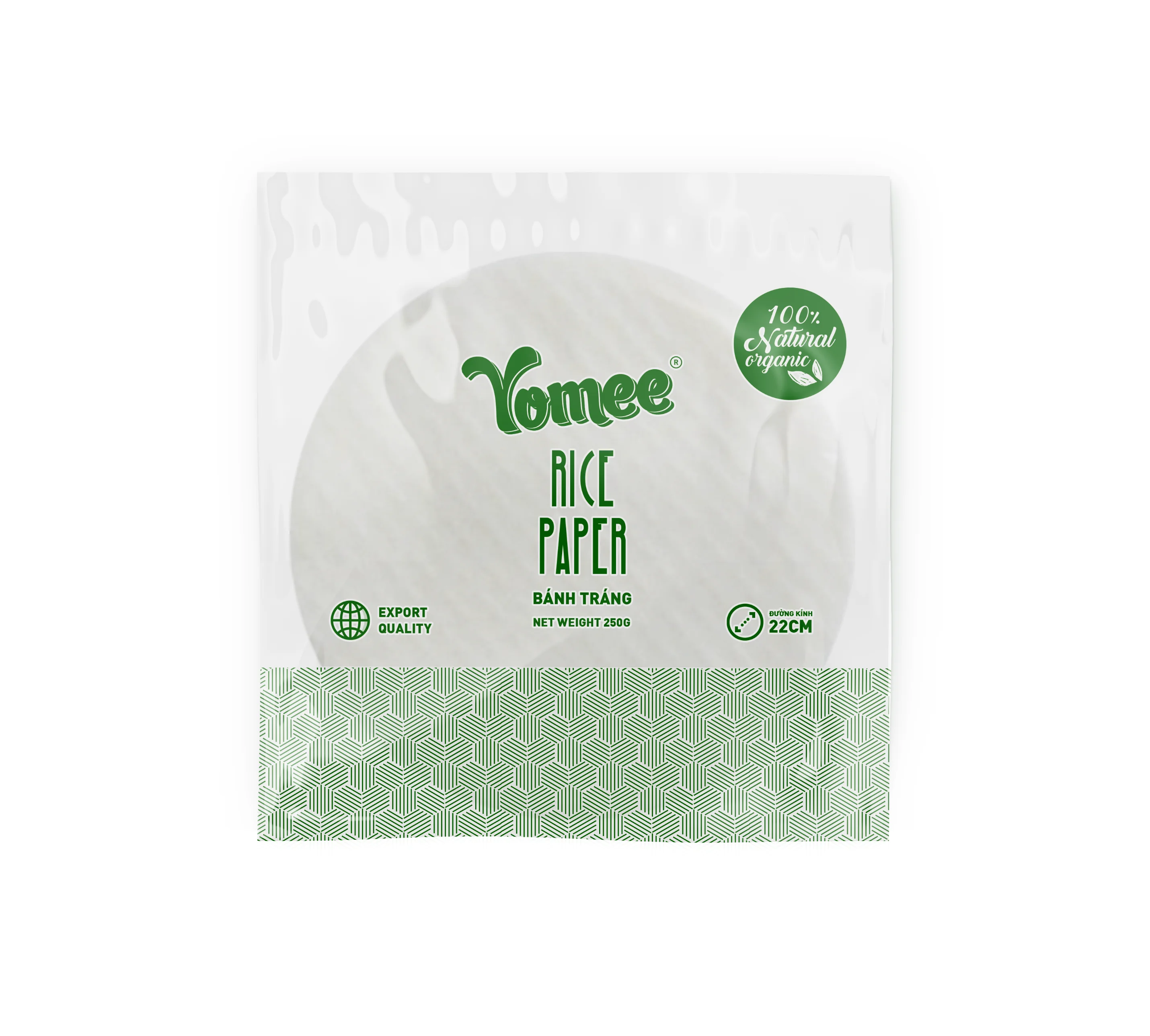 Round Rice Paper Yomee 22cm 300g - Natural Product from Rice- No Cooking Required - Delicious and Healthy  From Vietnam