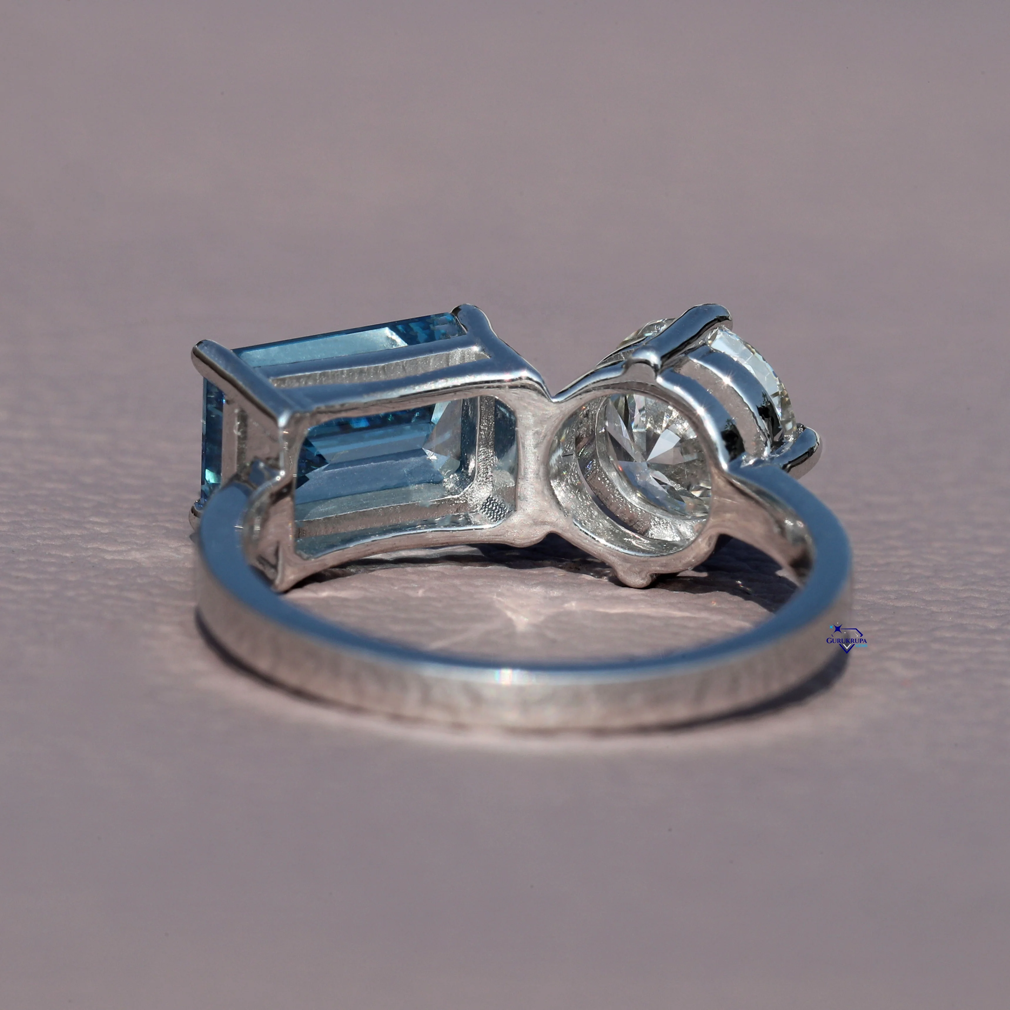 925 Sterling Silver Womens Solitaire Ring with Two Tone Emerald Cut Moissanite Diamonds Elegant Wedding Showcase