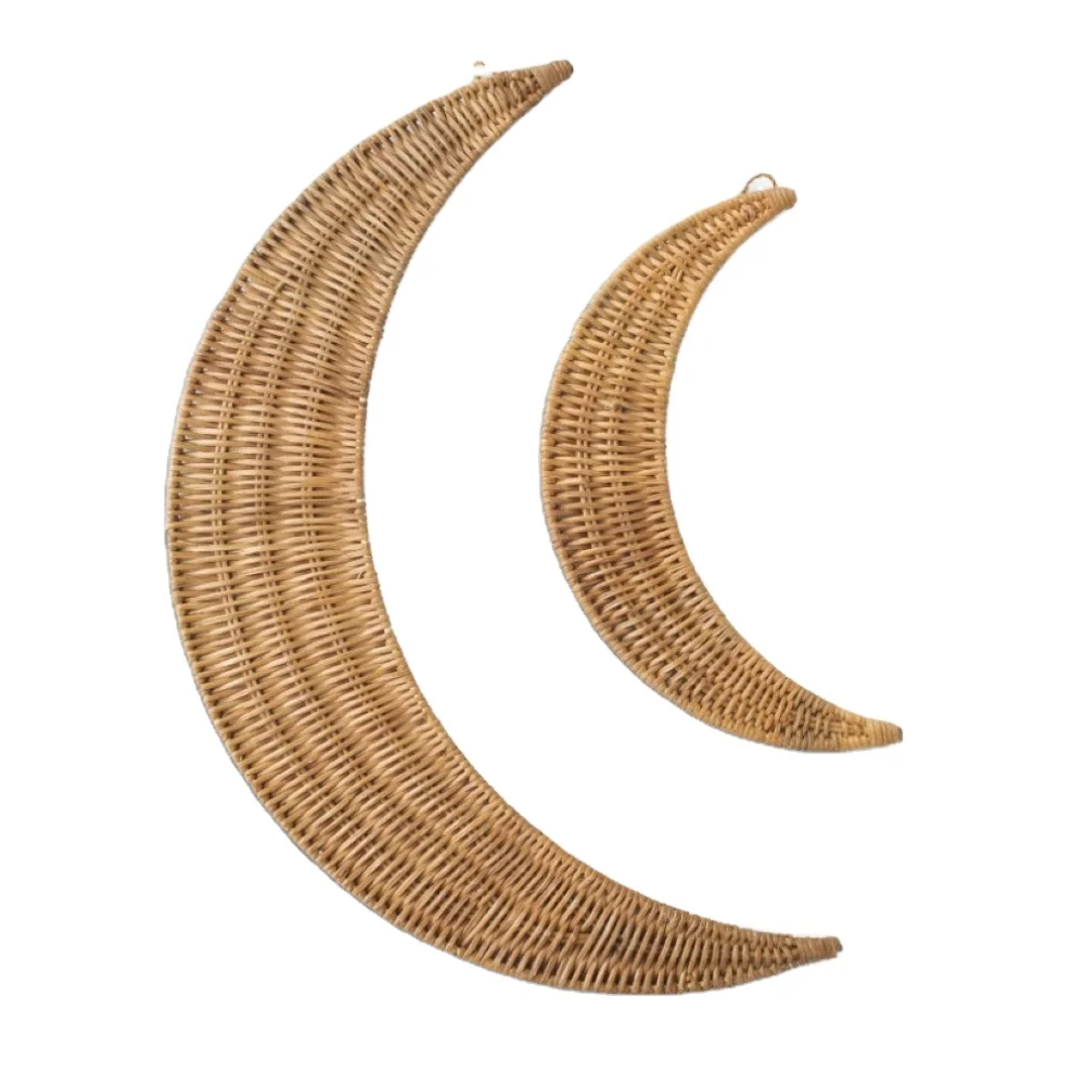 Rattan Crescent Moon Wall Decor Wicker Crescent Rattan Crescent Celestial Nursery Decor Boho Wall Hanging Handmade in Vietnam