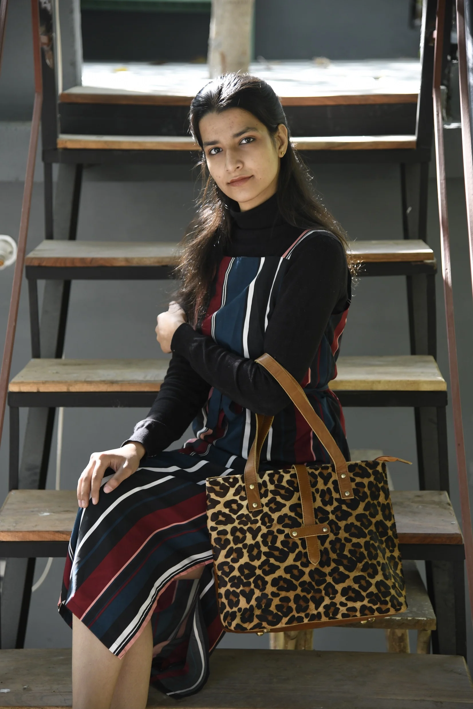 Pony Hair Leopard Prints Brown Cow hide calf cowhide bag purse leather handbags purses money Cow fur Tote bag