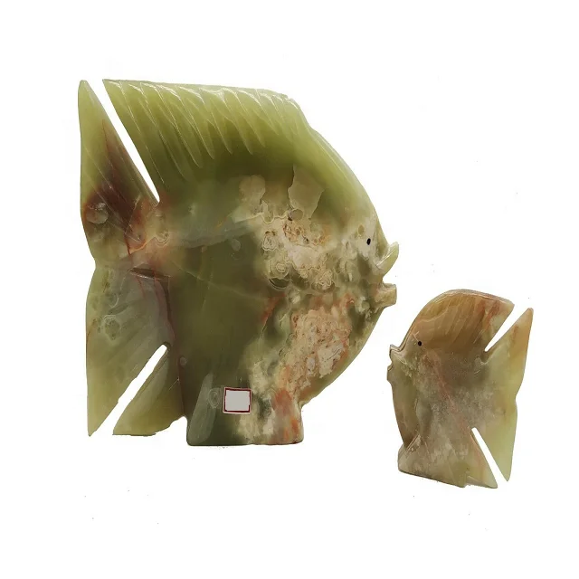 High Quality Green Onyx Fish Figurine Marble Stone Sculpture Carving Home Decoration and Gift Available in Wholesale Price
