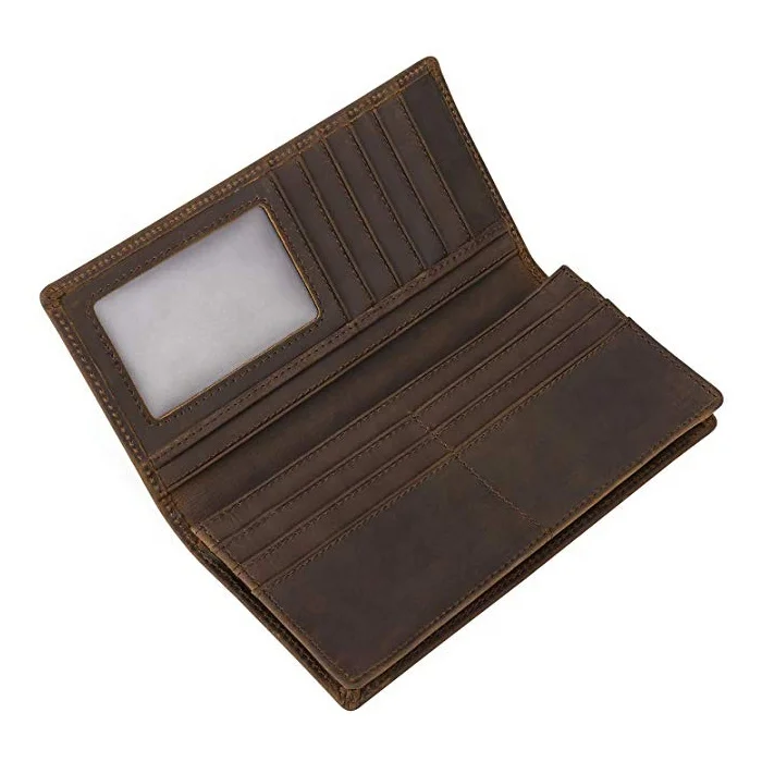 Custom Hand Stitched Genuine Leather Men Wallet Card Holder Latest Design Clutch Wallet for Men