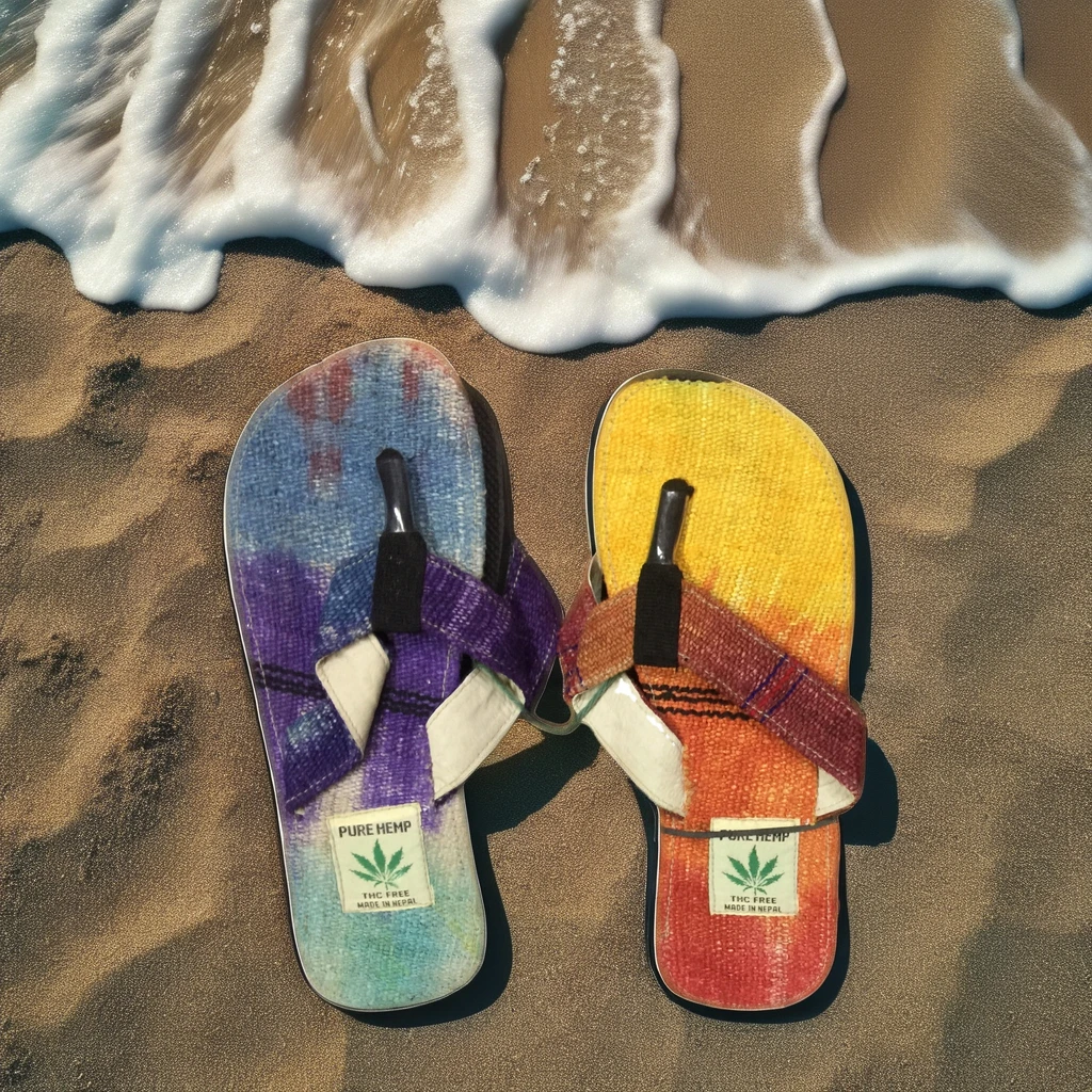 Унисекс 100% конопляные шлепанцы летние сандалии с дышащей кожаной верхней частью и ПВХ/резиновой стелькой с принтом и мехом