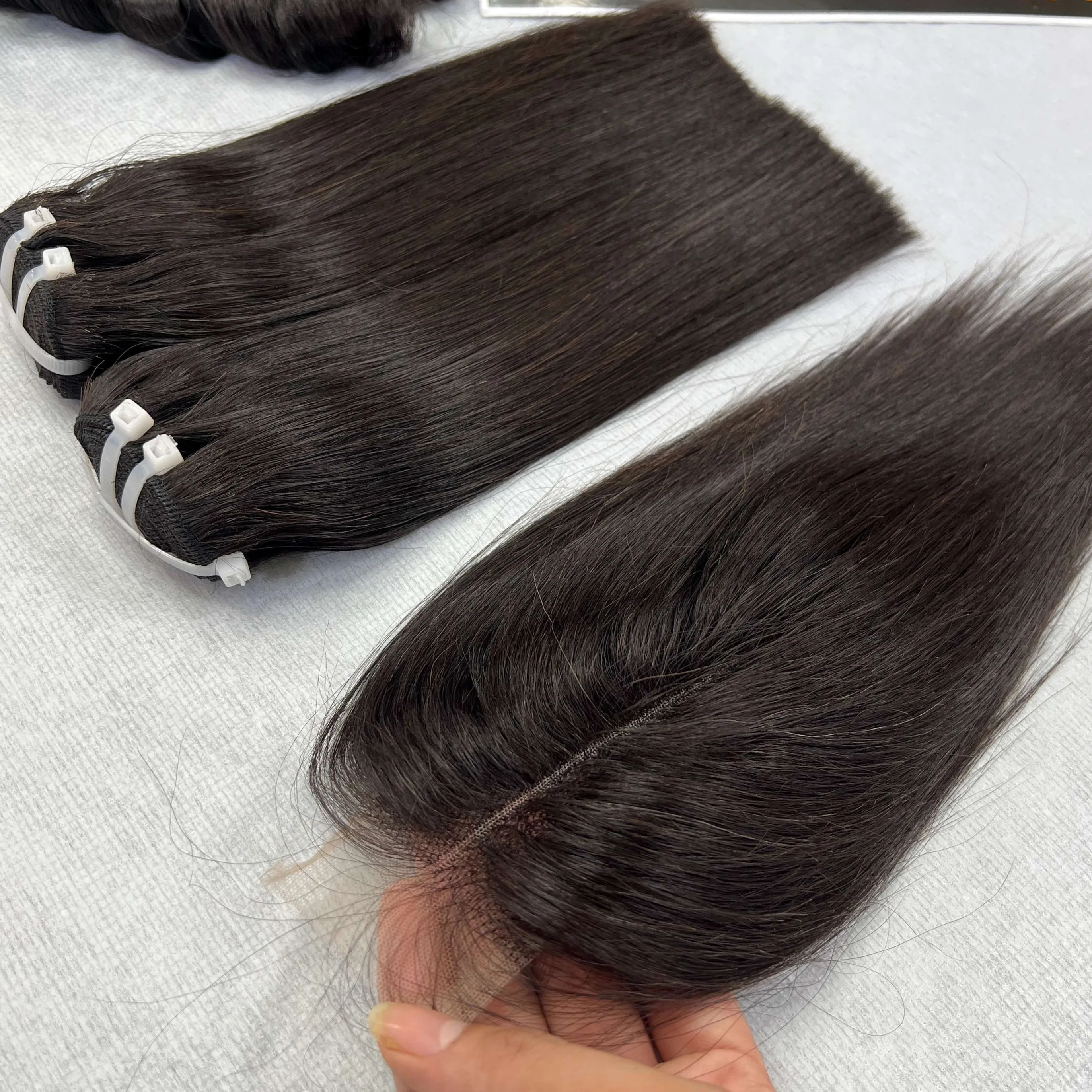 Raw Hair Bone Straight Body Wave Vietnamese Human Raw Hair 3 Bundles With HD Lace Transparent Closure Frontal Hair extensions