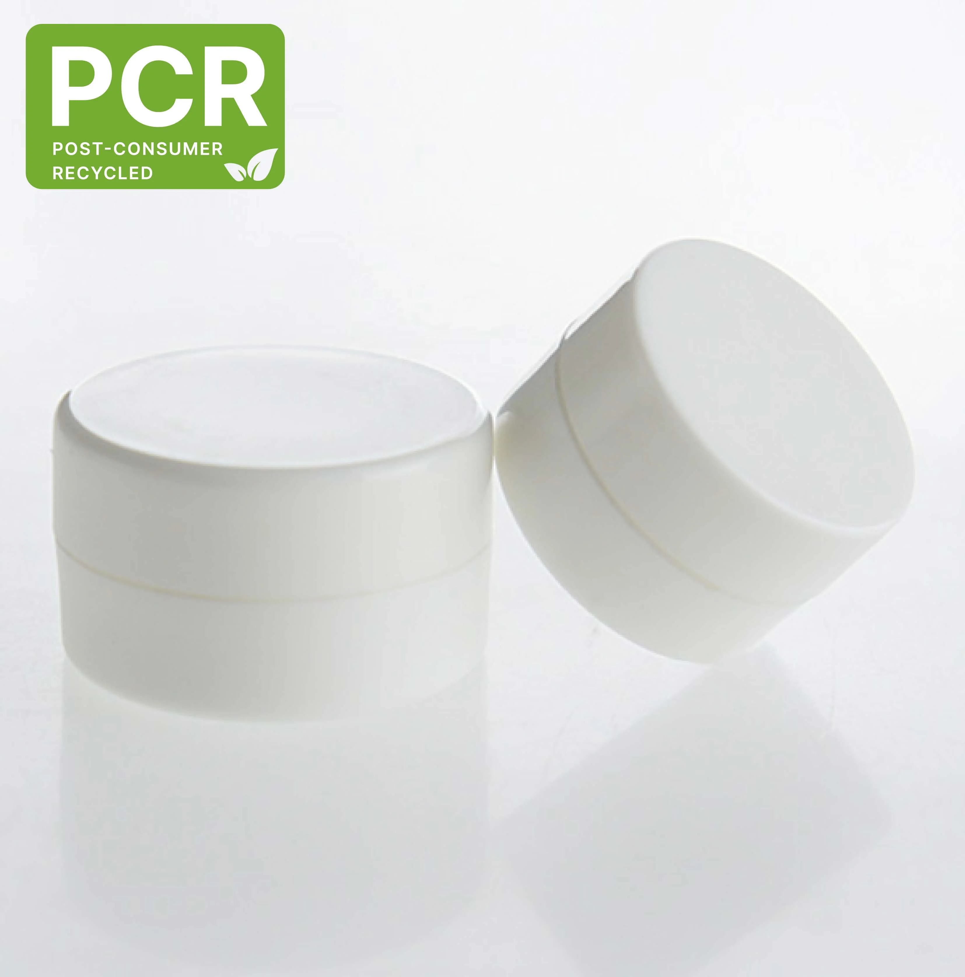 PCR PP Glossy White Round Screwed Cap 5ml 10ml Plastic Single-Wall Cream Jar Small Pot Sample Mini Jar Tester (IN-PCRPP Series)