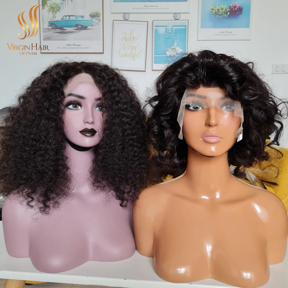Оптовая продажа парики из человеческих волос вьющиеся в воде 100% необработанные волосы парик на полной сетке Лучшая цена во Вьетнаме
