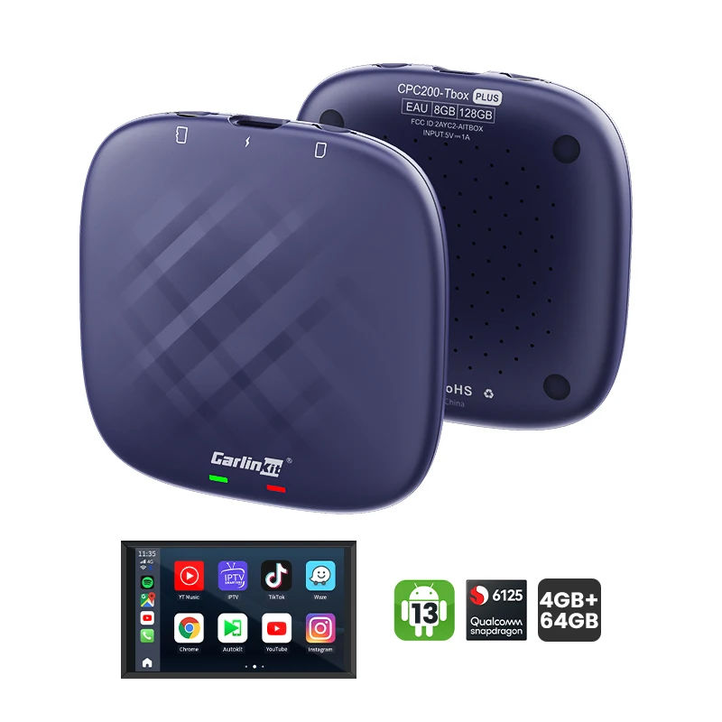 Carlinkit Plus 13 Tbox 8 128Gb Ai Box Wifi Wireless Carplay Adapter Usb Dongle for Youtube Nerflix Tiktok Video Download