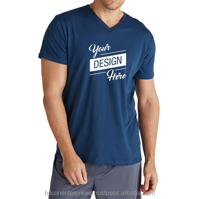 Custom Design Solid Short Sleeves V-Neck T Shirt Simple Adult Tee T-Shirt Men Causal Wear T-Shirts For Boys