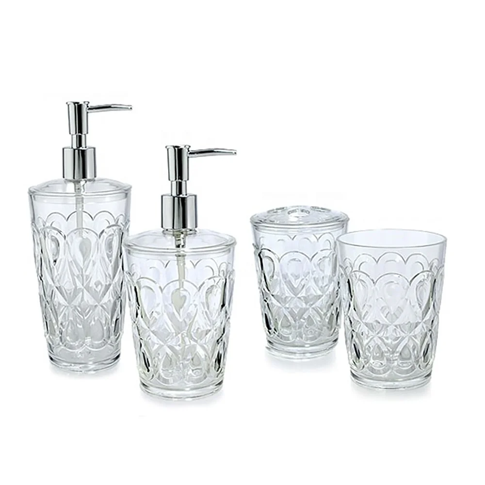 4pcs Plastic AS Transparent Acrylic Bathroom set