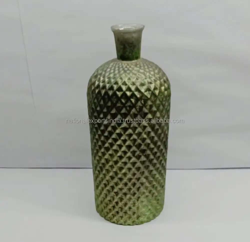  Тонкая нижняя большая и толстая шея маленькие кованые блестящие вазы глянцевого вида с никелевым покрытием