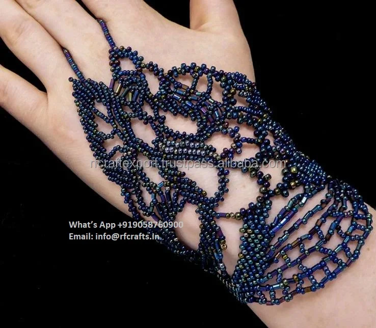 Southwest Style Seed Bead Loom Bracelet Large Native American Indian Ethnic Cuff for Women Traditional Aztec Design Gift