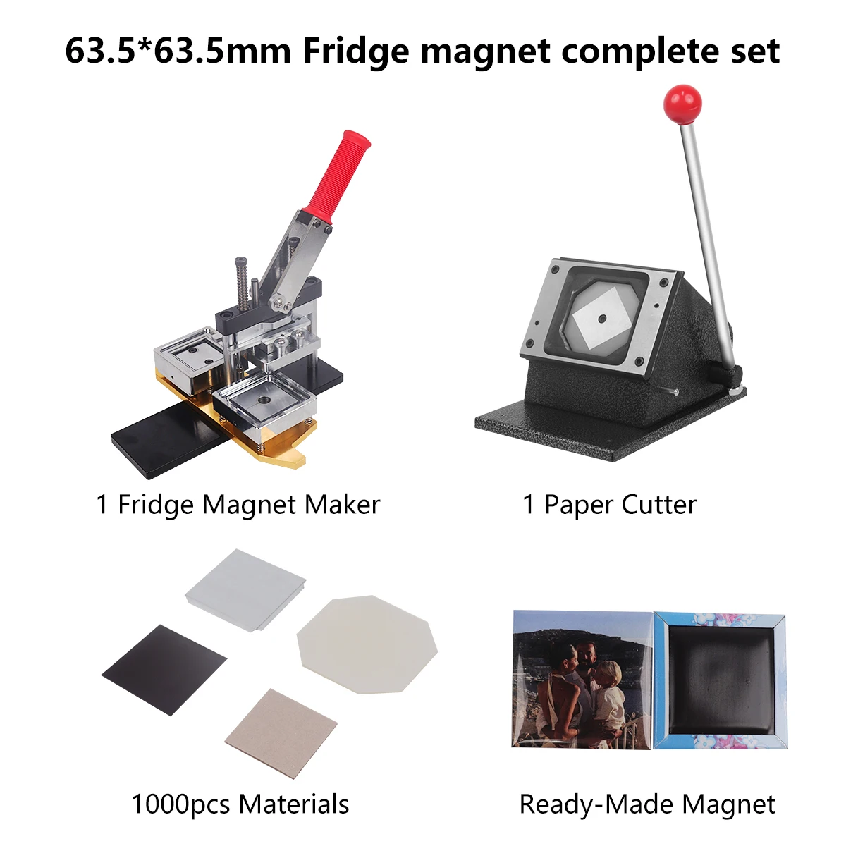 63.5*63.5MM Rectangle Fridge Magnet Maker Machine kit with Fridge making machine Paper Cutter Fridge Magnet Materials