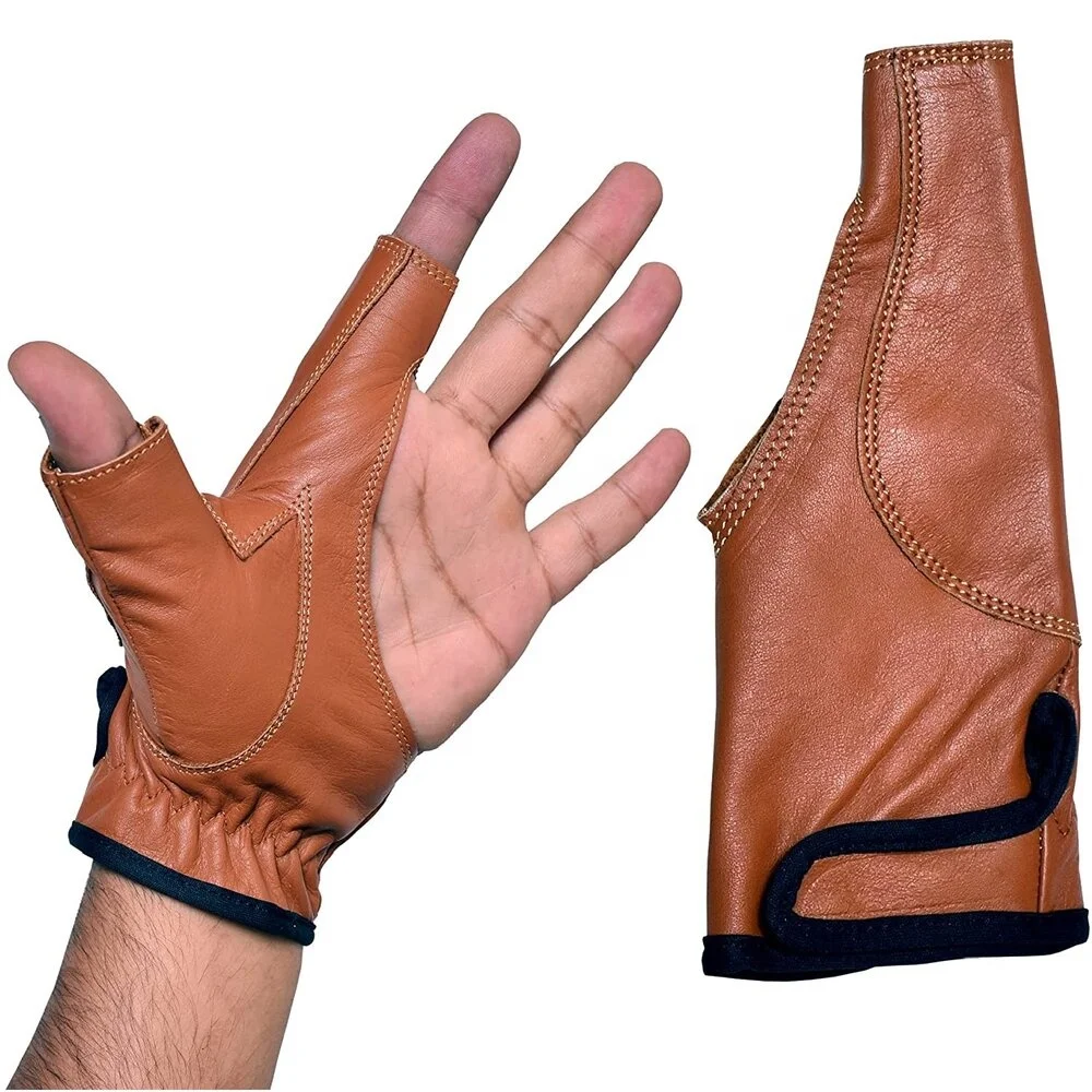 Premium quality Archery Bow Glove Left Hand Brown Gloves Thick Leather Skin custom color Pure Cowhide Leather Gloves
