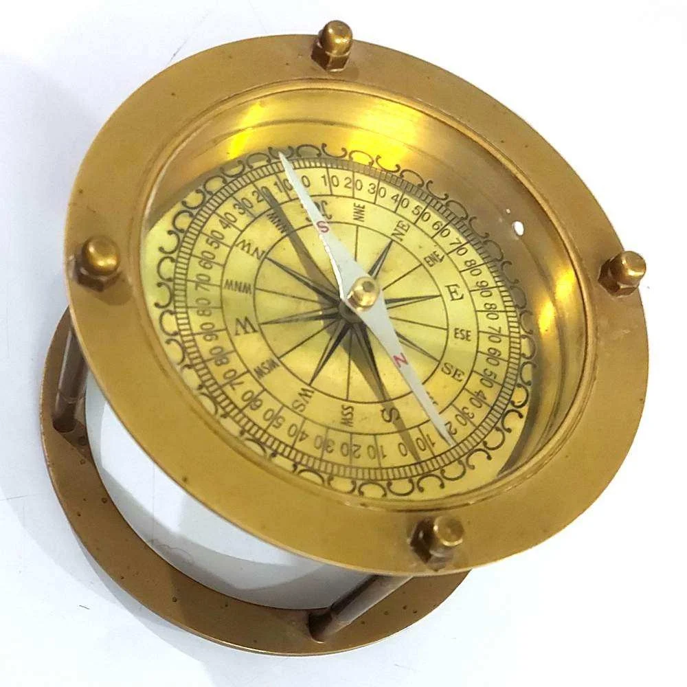 Nautical Desk Compass, Vintage Style Brass Compass, Camping Pocket Watch Style Compass, Wooden Vintage Compass with Your Logo