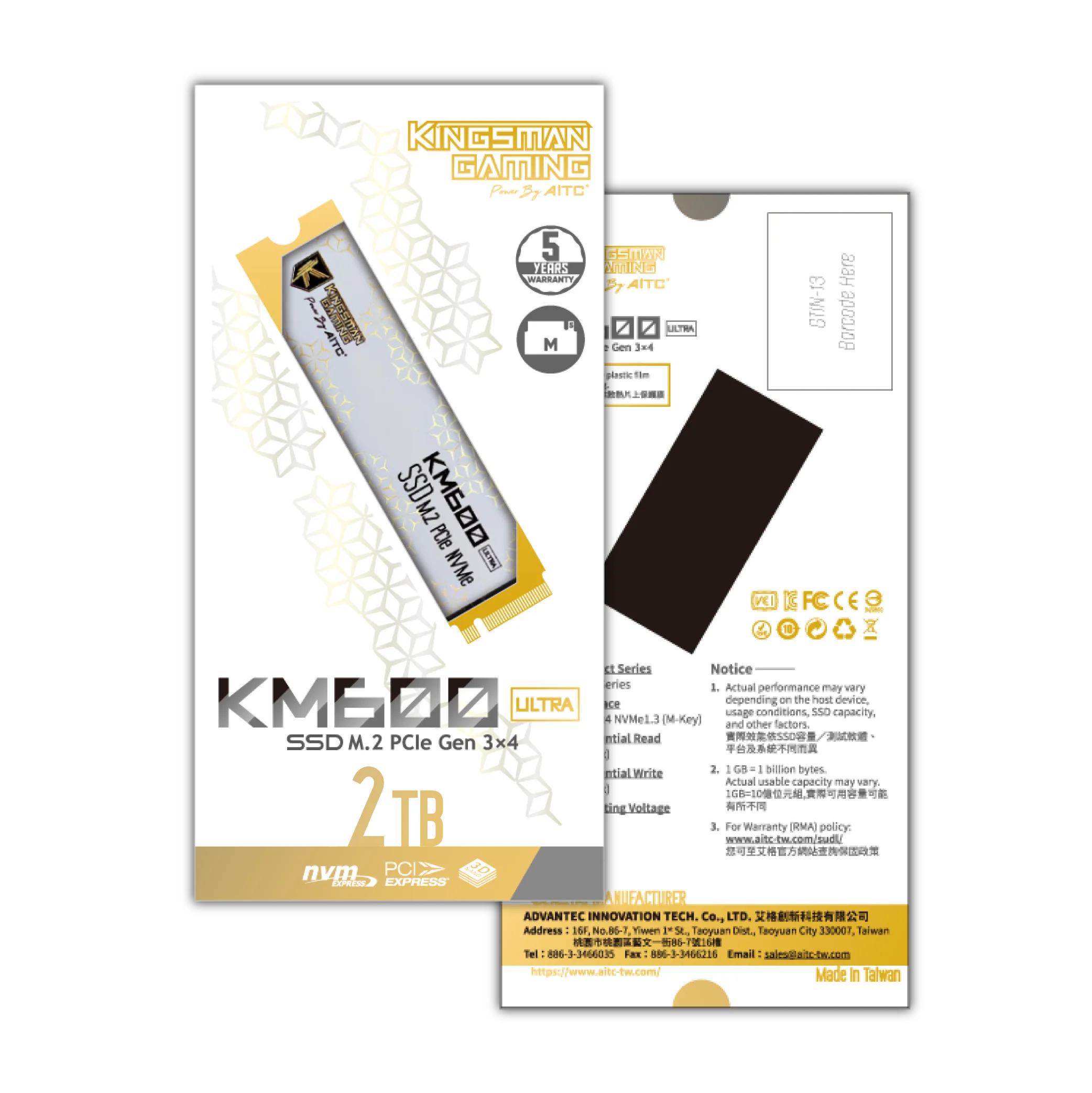 PCIe Gen3 SSD 2TB M.2 DRAMless