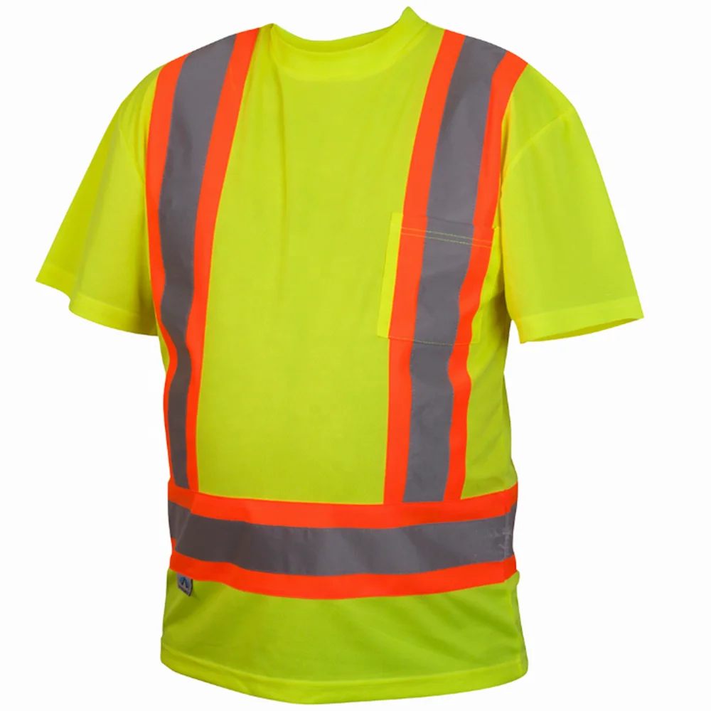 Polyester Custom High Visibility safety t shirt Orange Hi Viz T-shirt O Neck & Half Sleeve Less / Custom Design