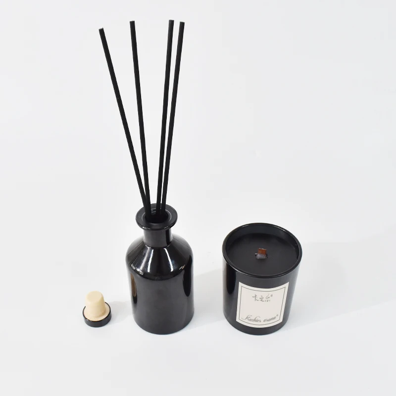 High end black diffusers reed Candle decorative glass bottles reed diffuser sets