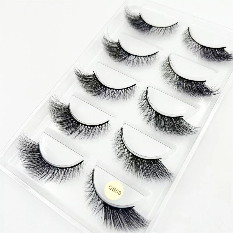 Private Label Cat Eye Lashes Dramatic Fake Eyelashes 5pair Faux Mink Fox Eyelash with Luxury pink Box